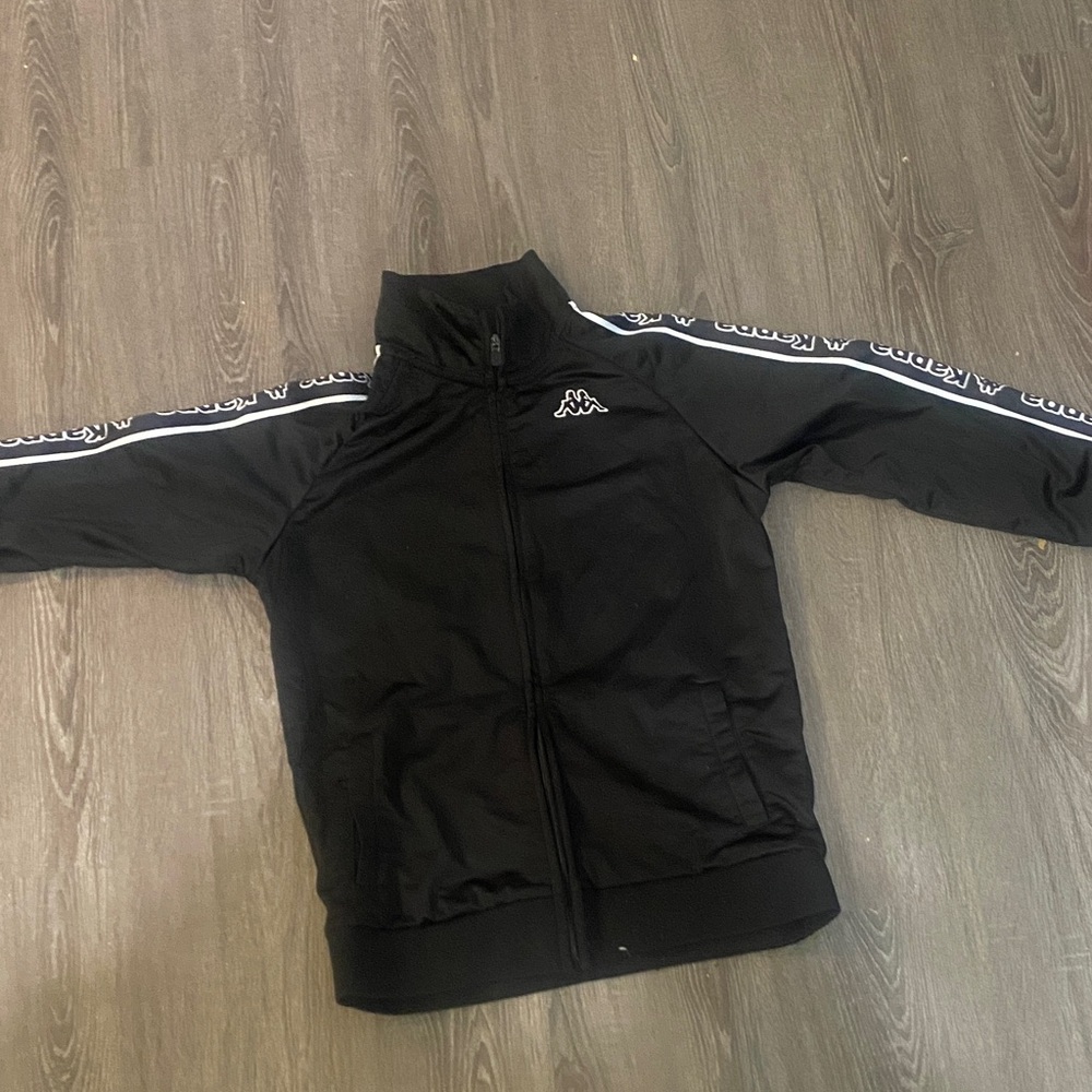 Kappa Kids Black Puffer Jacket with White Trim